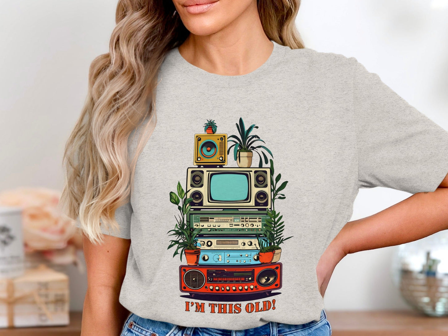 I'm This Old Electronics Tower With Plants Graphic T-Shirt