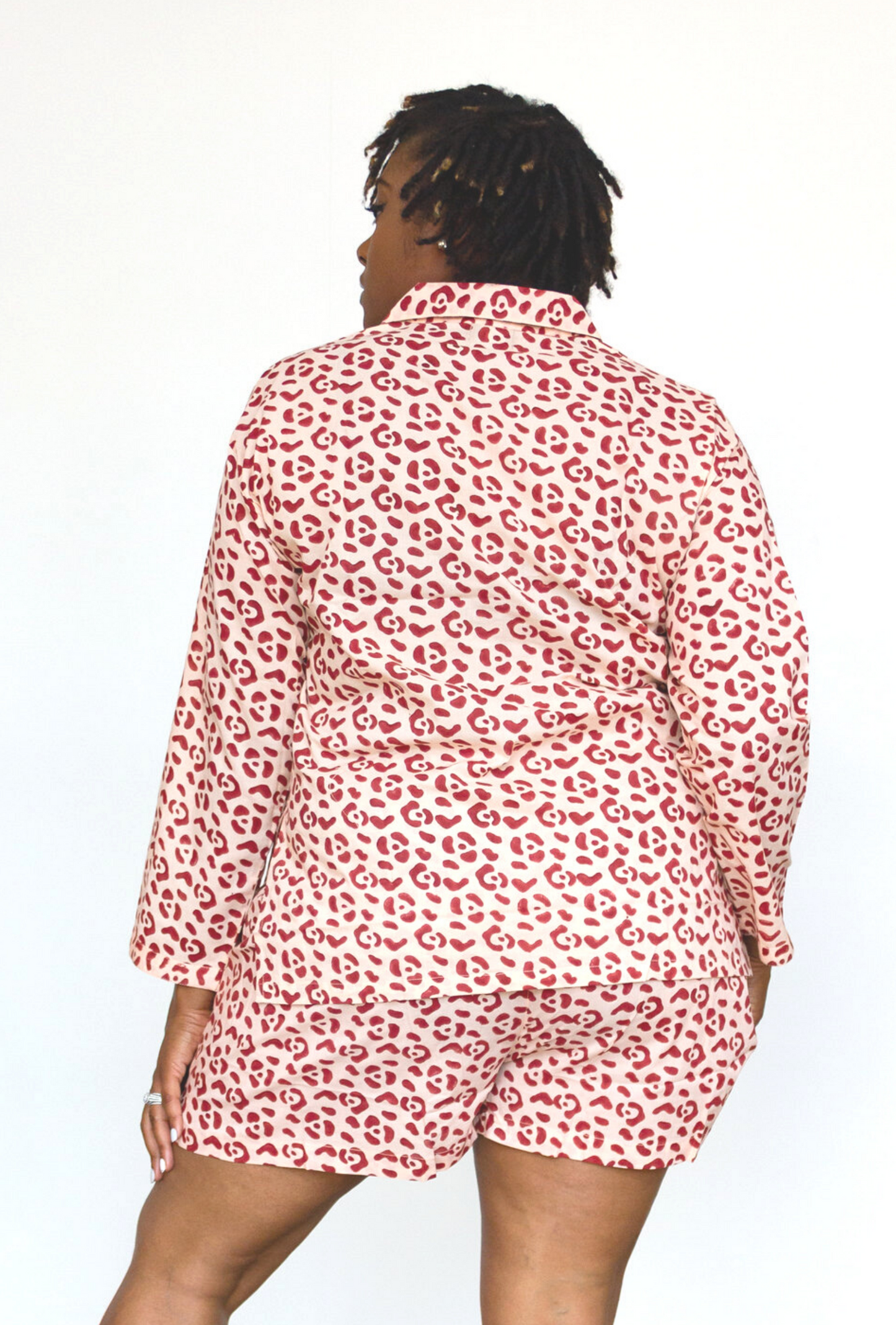Organic Cotton Leopard Pajama Set in Blush + Berry