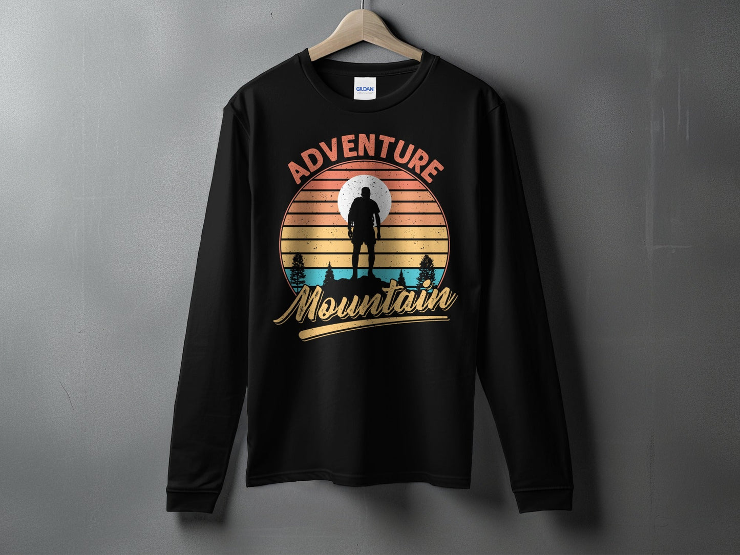 Adventure Above Mountain Sunset Graphic T-Shirt Long Sleeve T-Shirt