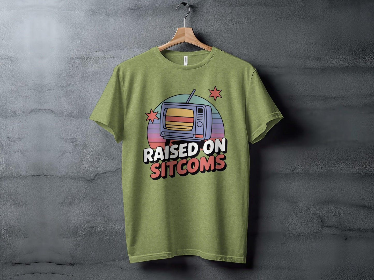 Raised On Sitcoms Retro Television Funny Design T-Shirt