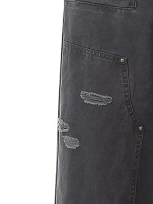 Men's Distressed Wide-Leg Pants