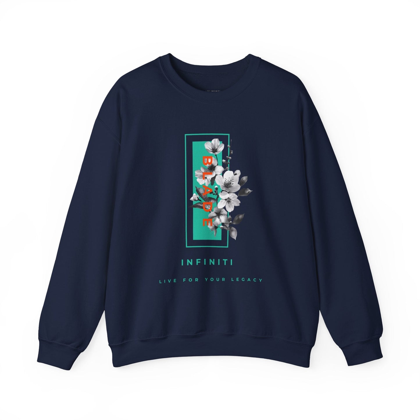 Bloom Bae Teal/Orange Floral Unisex Crewneck Sweater
