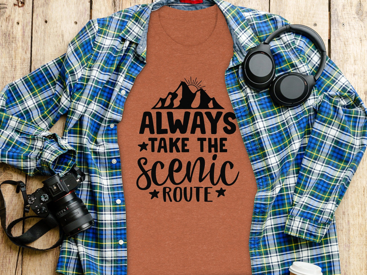 Always Take The Scenic Route With Mountains T-Shirt