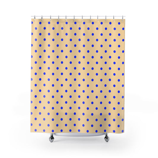 Electric Blue Polka Dot Shower Curtain — Modern Polka Dot Bathroom Decor