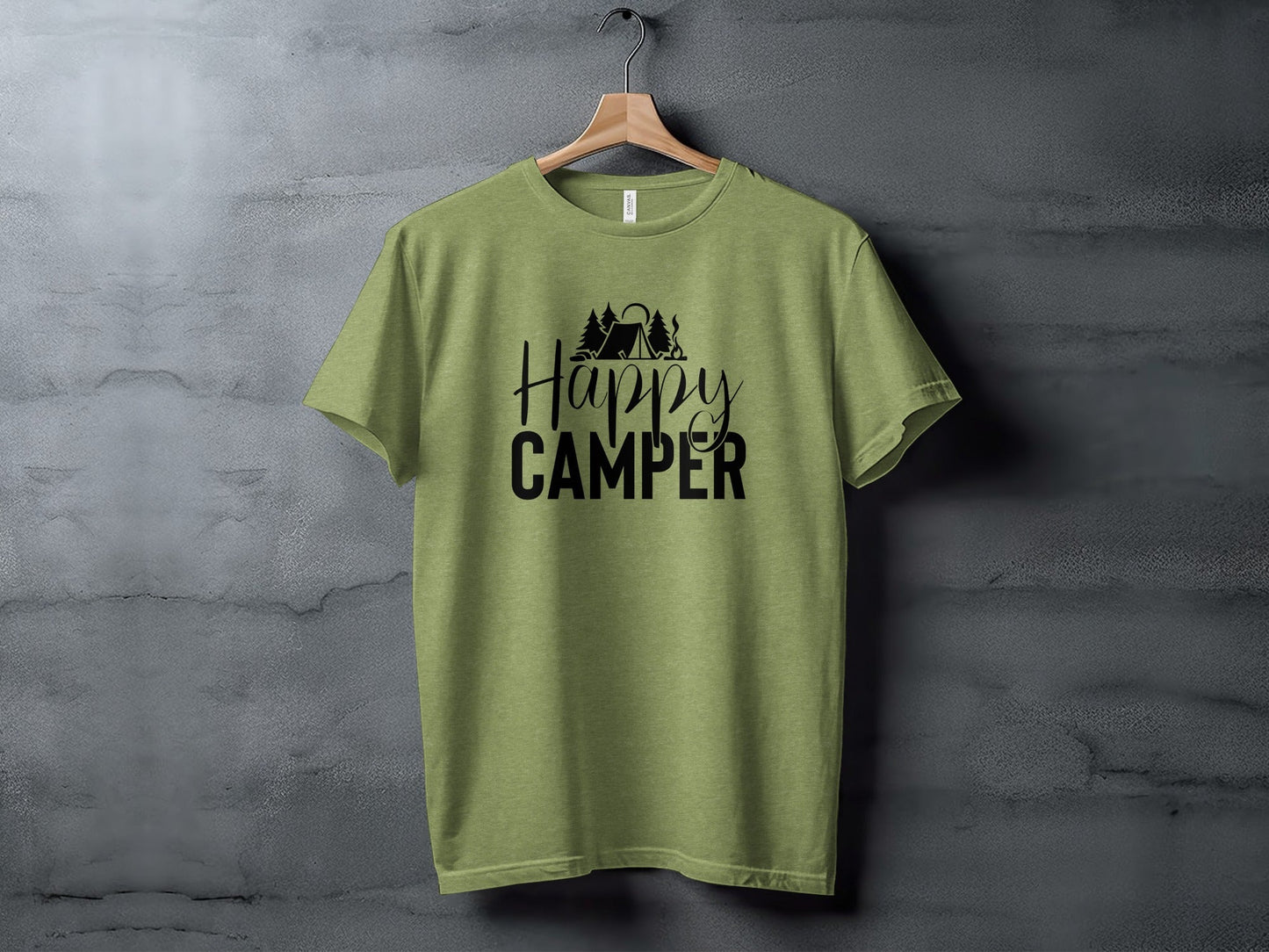 Happy Camper with Trees and Tent Adventure Nature T-Shirt
