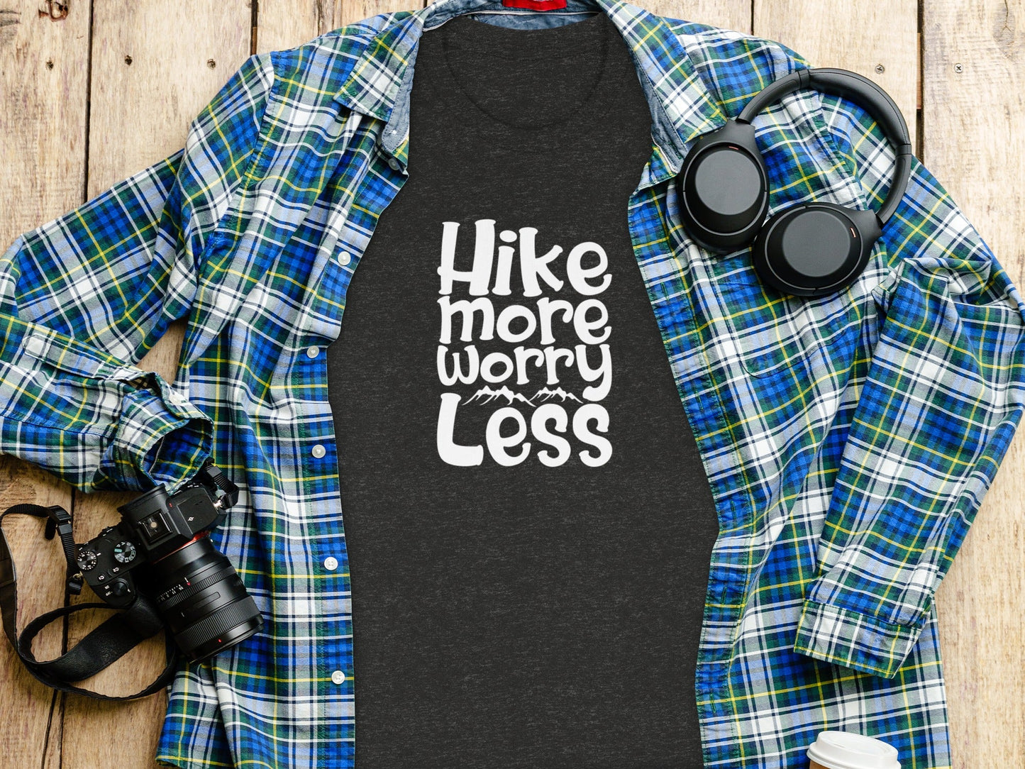 Hike More Worry Less Graphic Design Motivational T-Shirt