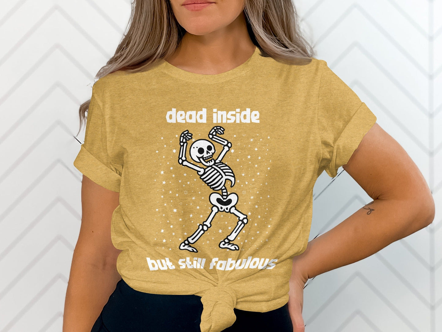 Dead Inside But Still Fabulous Skeleton Graphic T-Shirt