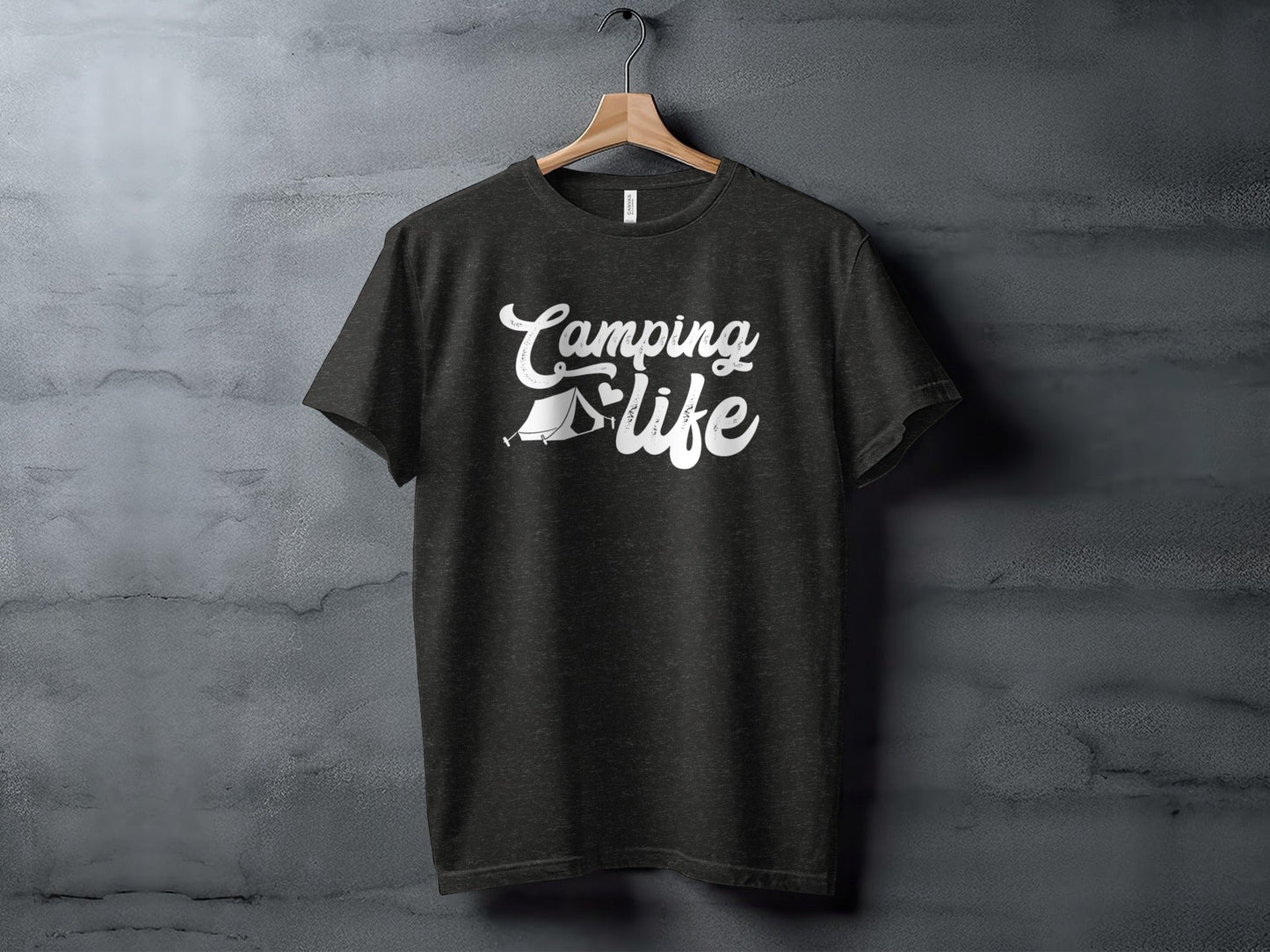 Camping Is Life With Tent And Heart Design T-Shirt