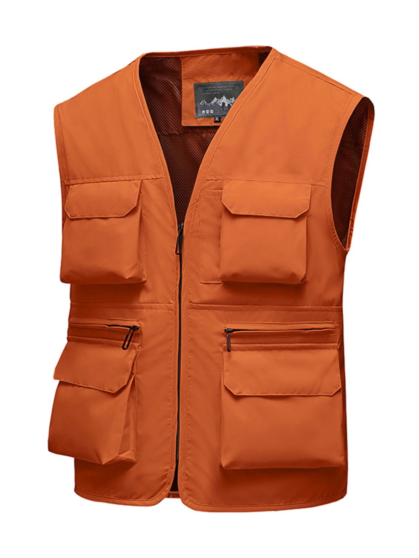 Men's Full Size Multi-Pocket Zip Up Vest Plus Size