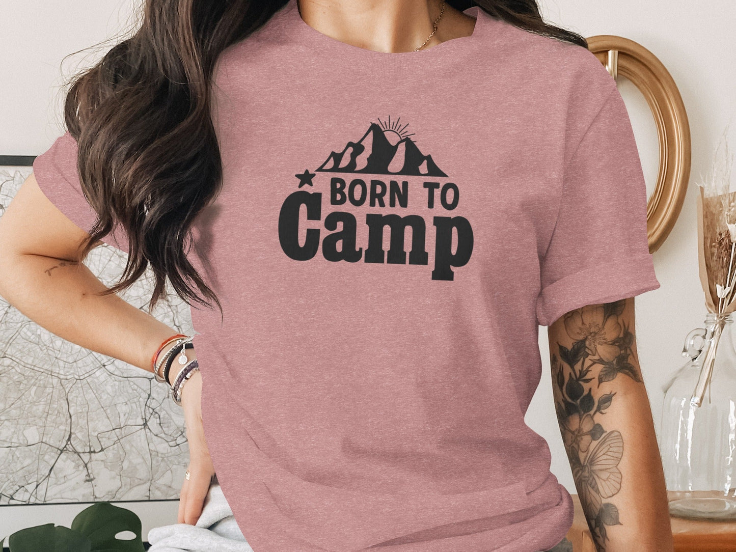 Born To Camp Mountain Design Adventure Awaits T-Shirt