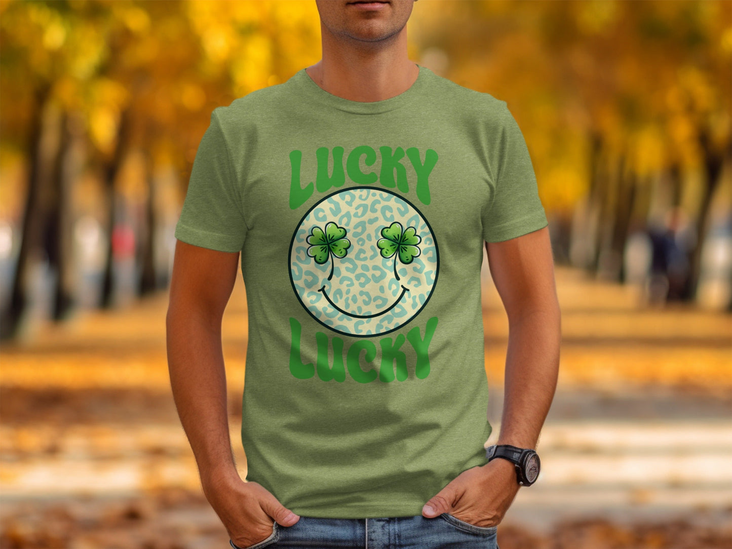 Lucky Clover Smiley Face T-Shirts, Retro St Patricks Day Apparel, Good Luck Outfit, Irish Celebration Shirts, Retro Lucky Tee