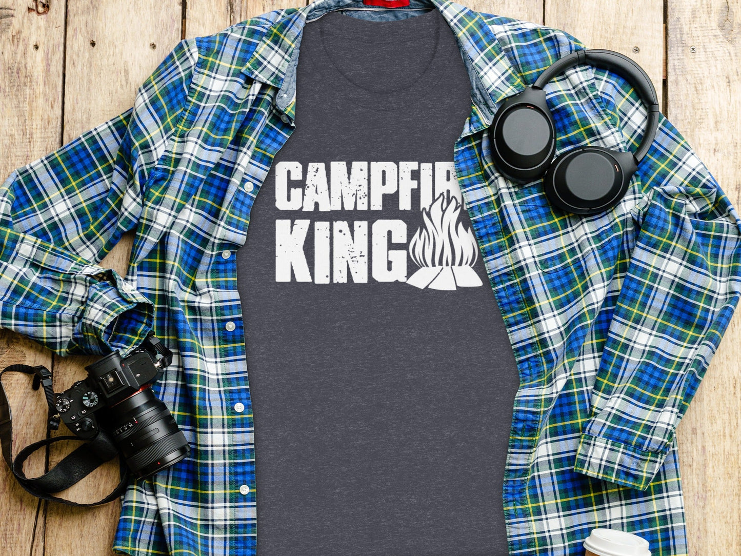 Campfire King Flames Graphic Outdoors Adventure T-Shirt