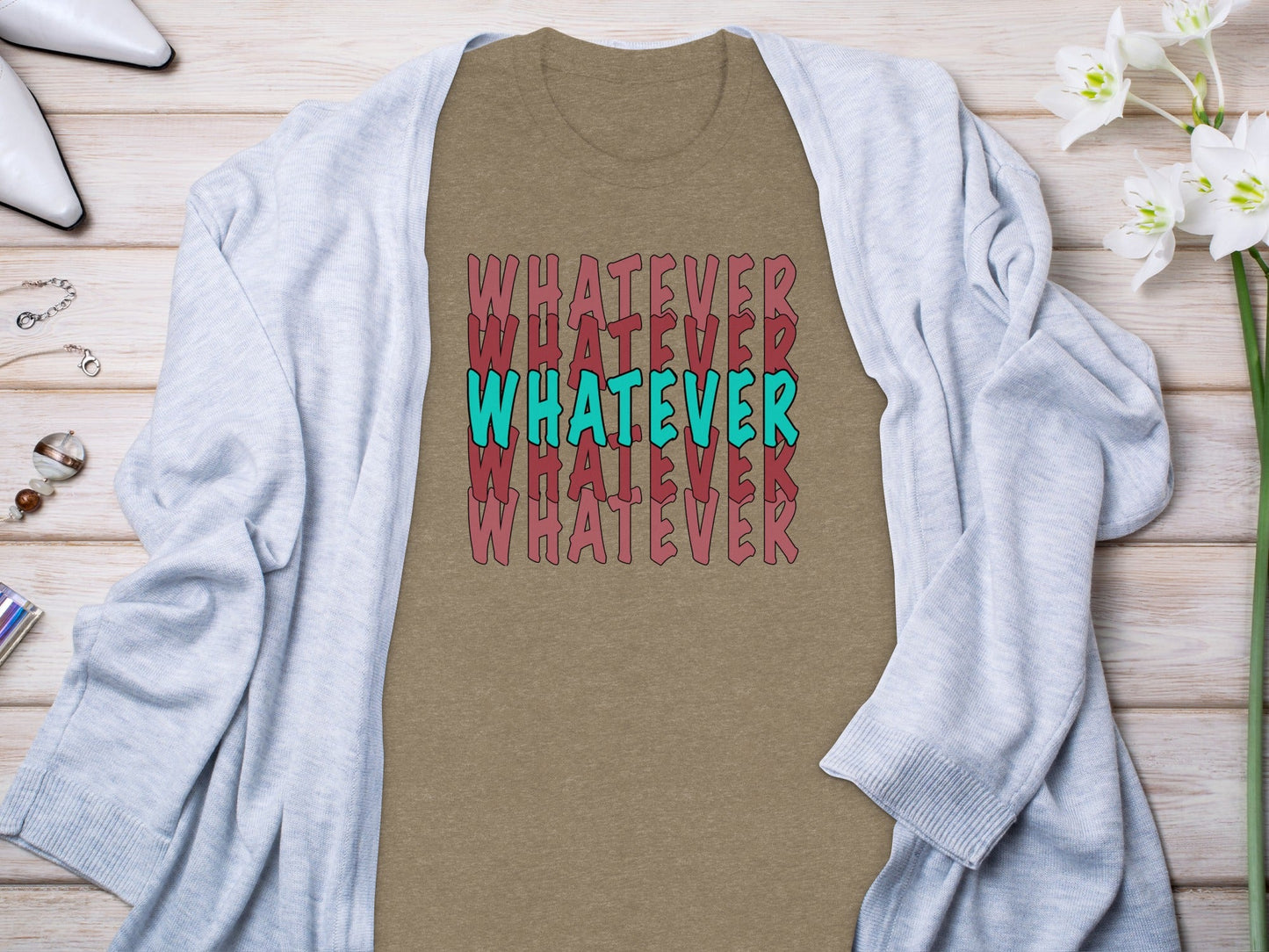 Retro Whatever Text Pattern Aesthetic Cool Attitude T-Shirt