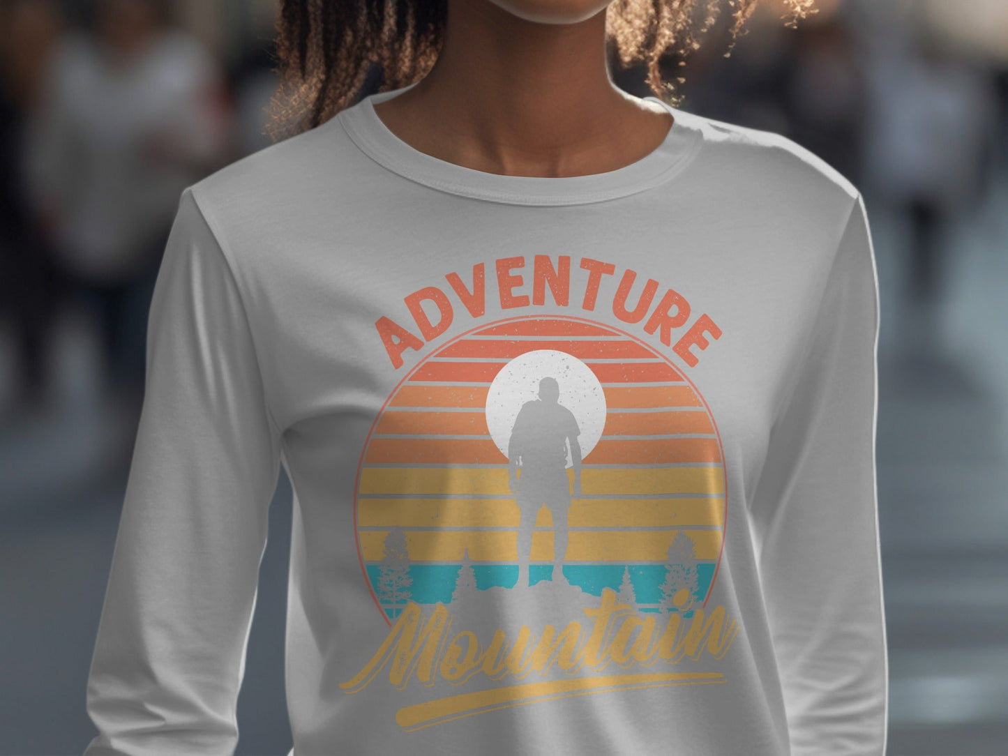 Adventure Above Mountain Sunset Graphic T-Shirt Long Sleeve T-Shirt