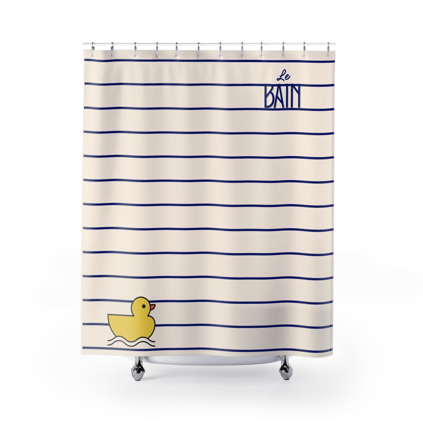 Rubber Duck Striped Shower Curtain — 'Le Bain' Kid's Bathroom Decor