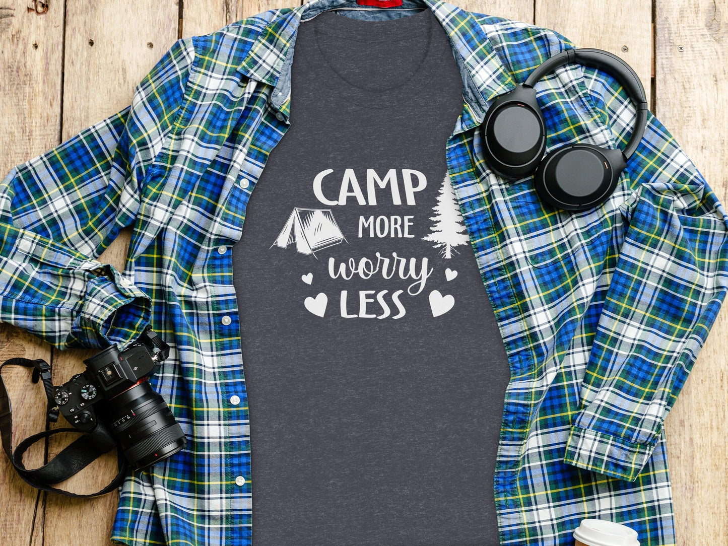 Camp More Worry Less Camping Adventure Graphic T-Shirt
