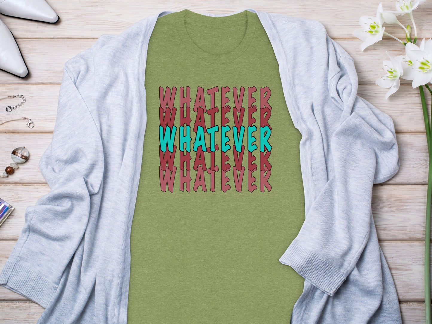 Retro Whatever Text Pattern Aesthetic Cool Attitude T-Shirt