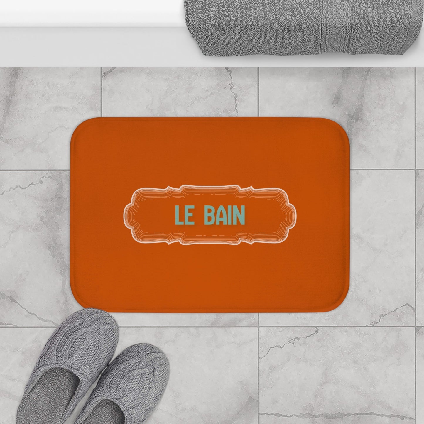 French 'Le Bain' Bath Mat, Terracotta, Chic Bathroom Rug