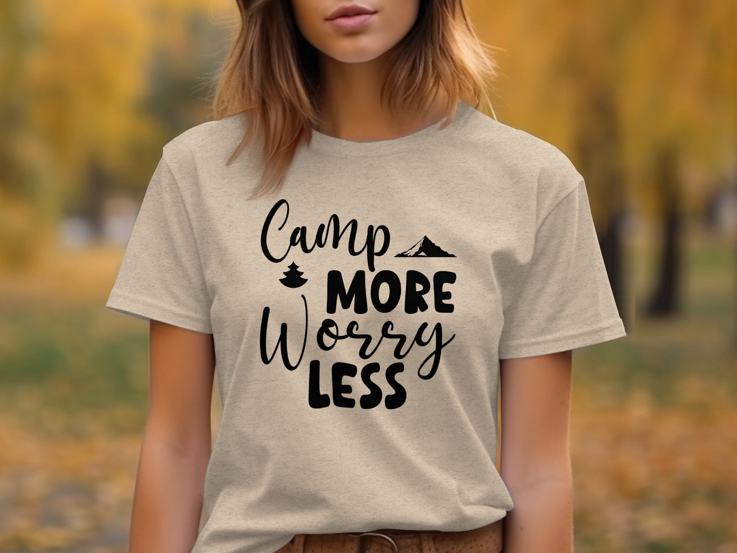 Camp More Worry Less Outdoor Adventure Graphic T-Shirt
