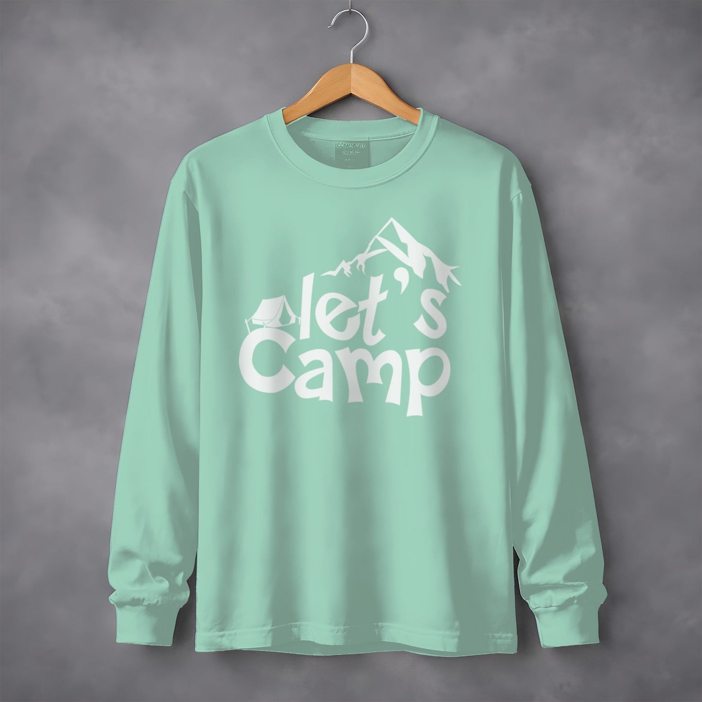 Let's Camp Tent and Mountain Design Adventure Long Sleeve T-Shirt