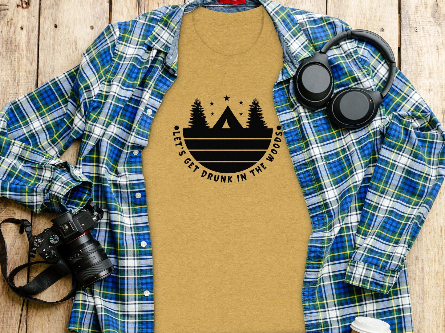 Let's Get Drunk In The Woods Camping Adventure T-Shirt
