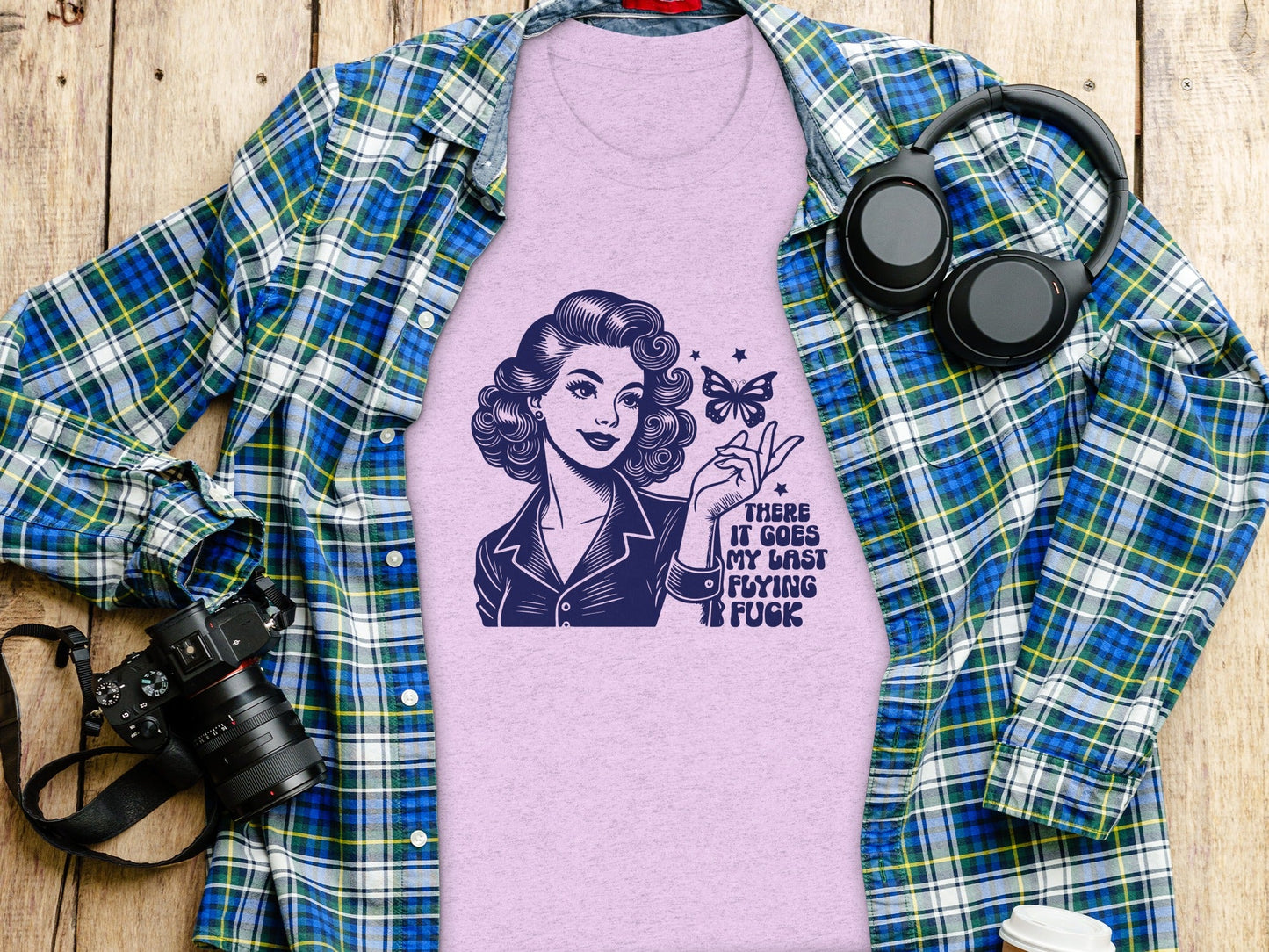 Retro Girl Butterfly Last Flying F Word Phrase T-Shirt