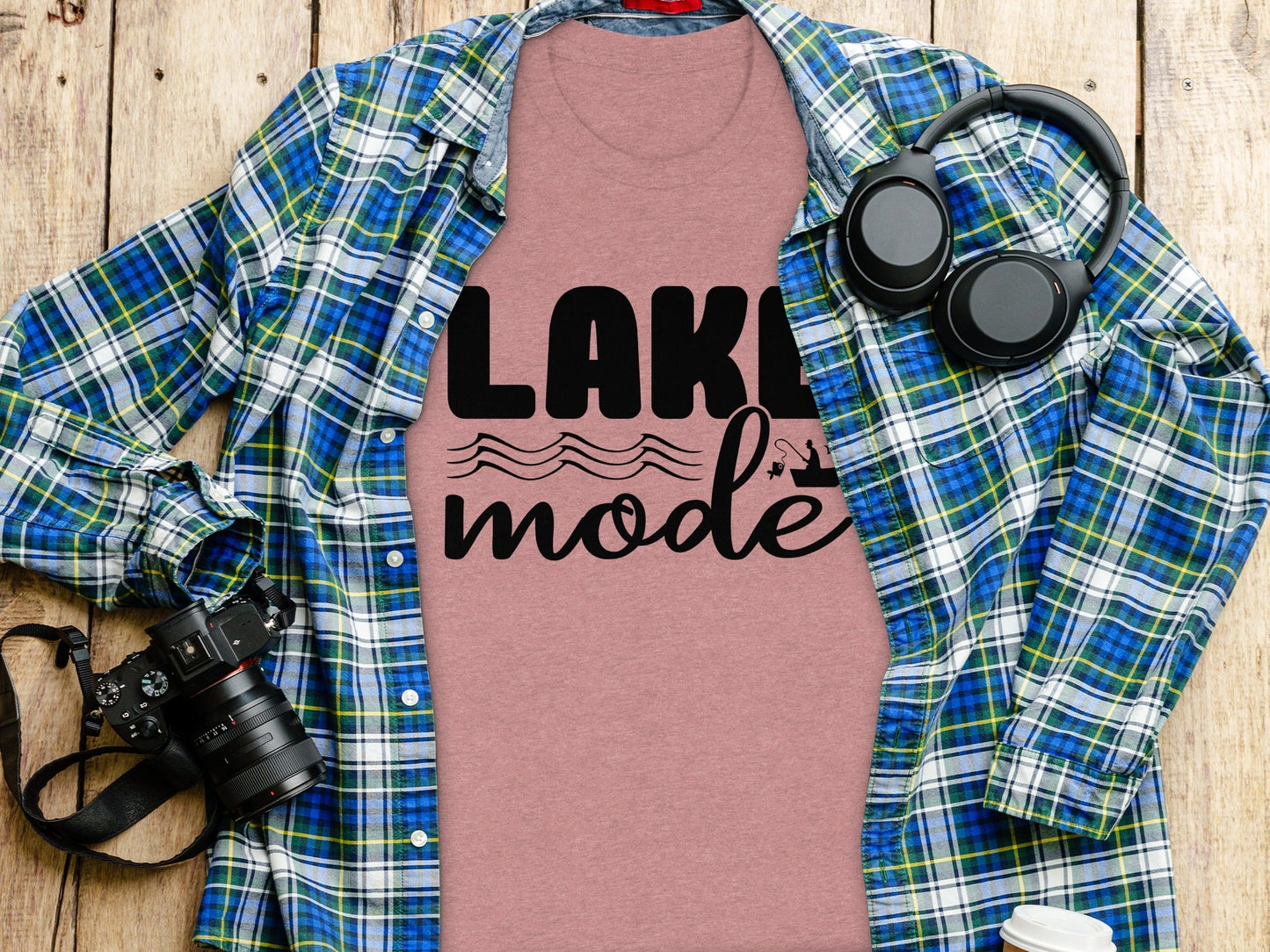 Lake Mode With Fishing Design Graphic Great Outdoors T-Shirt