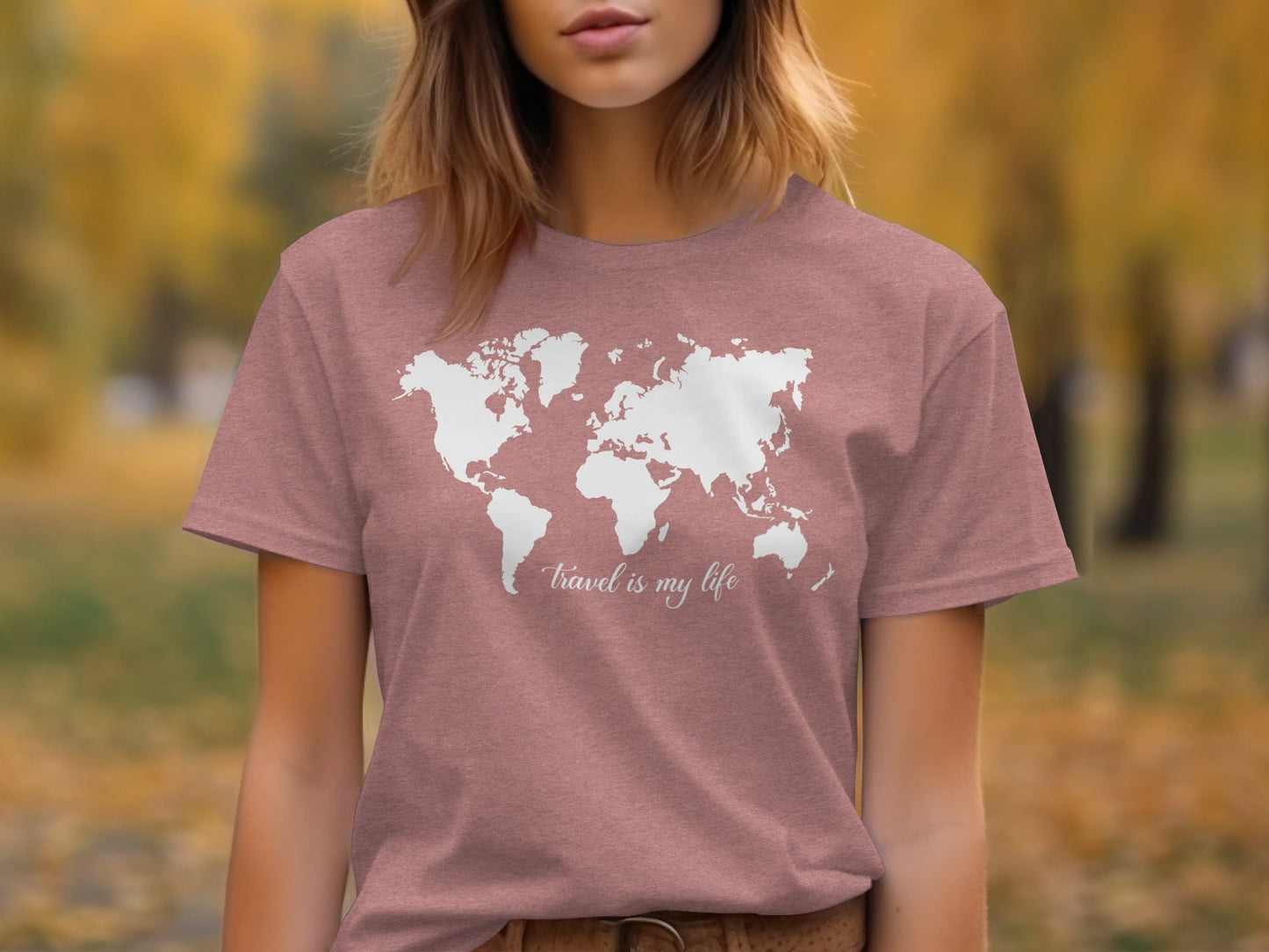 World Map Travel is My Life Graphic Design T-Shirt