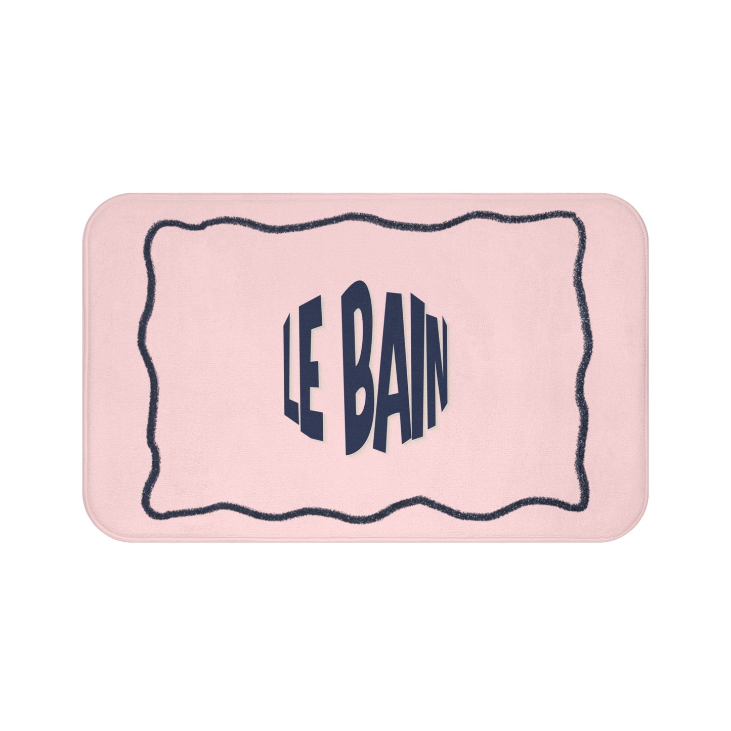 Le Bain Light Pink & Navy Bath Mat |  French Bathroom Mat