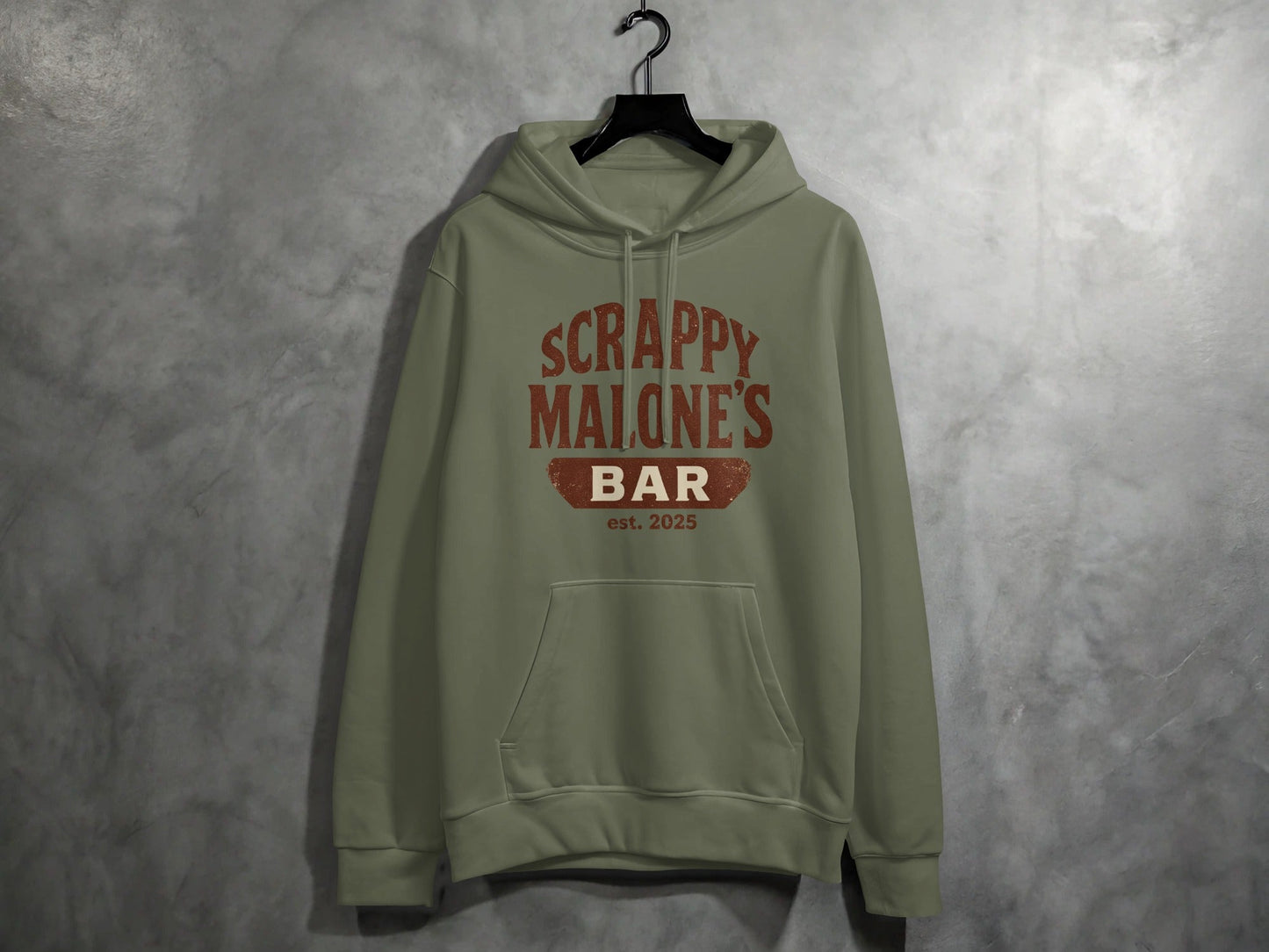 Scrappy Malone's Bar Est 2025 Vintage Style Hoodie - Retro Tavern Design