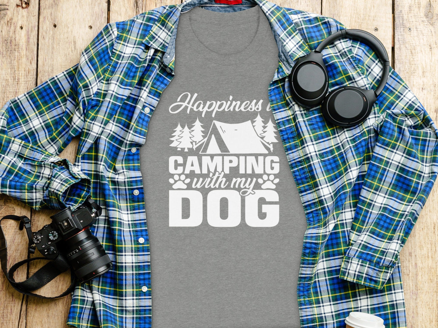 Happiness is Camping with My Dog Awesome Graphic T-Shirt