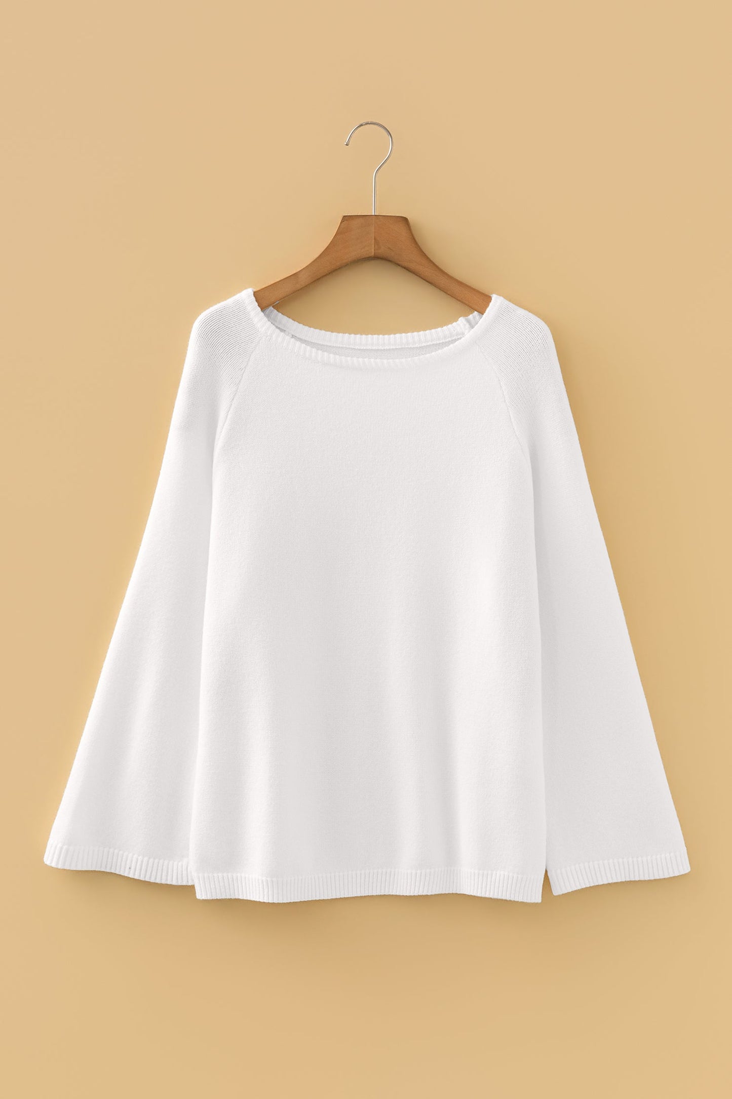Pink Solid Color Knit Loose Bracelet Sleeve Dolman Sweater