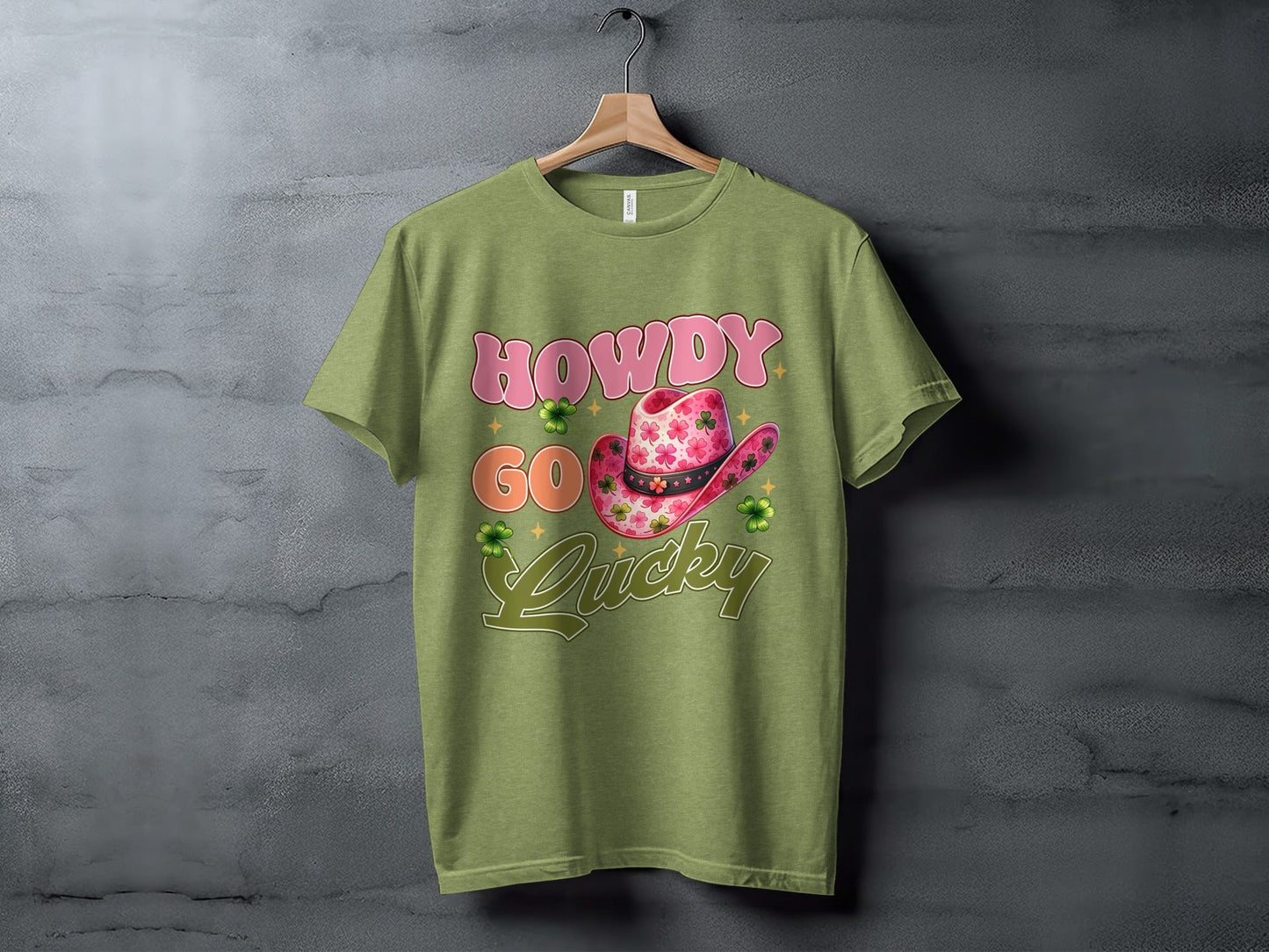 Howdy Go Lucky T-Shirts, St Patricks Day, Cowboy Hat, Shamrock, Good Luck, Festive Apparel, Lucky Shirt, Irish Pride