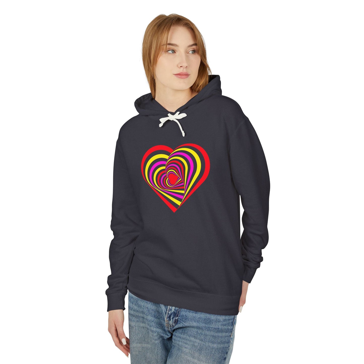 Heart Spiral Unisex Lightweight Hoodie - Valentine's Day Gift