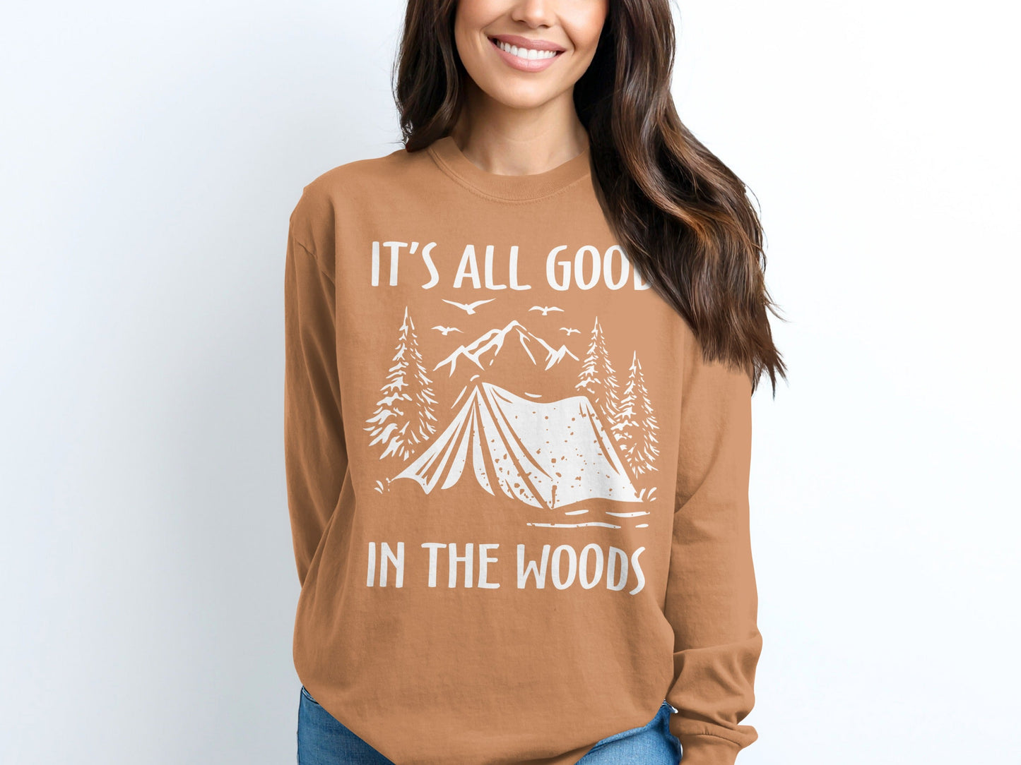 It's All Good In The Woods Camping Illustration Long Sleeve T-Shirt