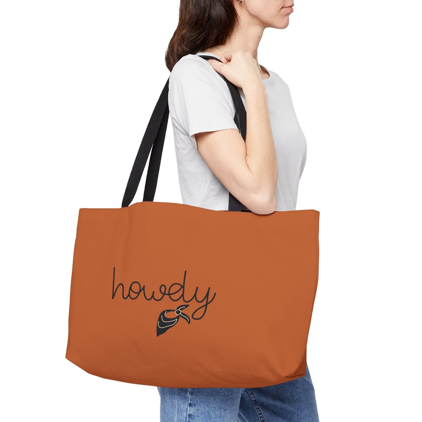 Cowgirl Weekender Tote Bag — "Howdy", RUST