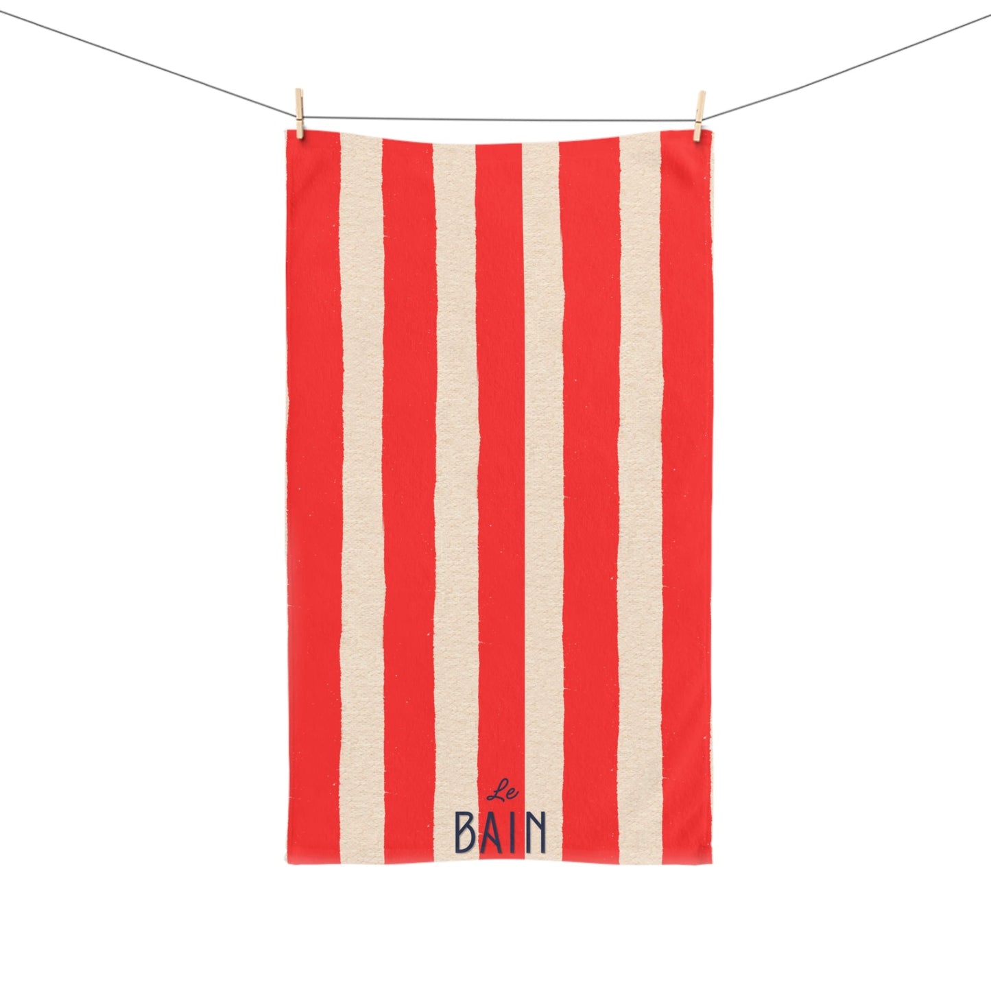 Le Bain Red Striped Hand Towel — French Red & Cream Bathroom Decor