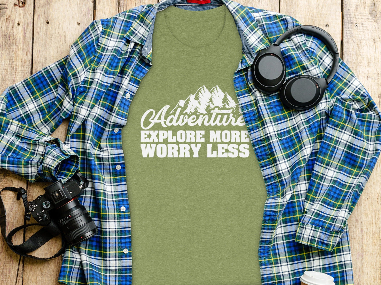 Adventure Explore More Worry Less Mountain Graphic T-Shirt