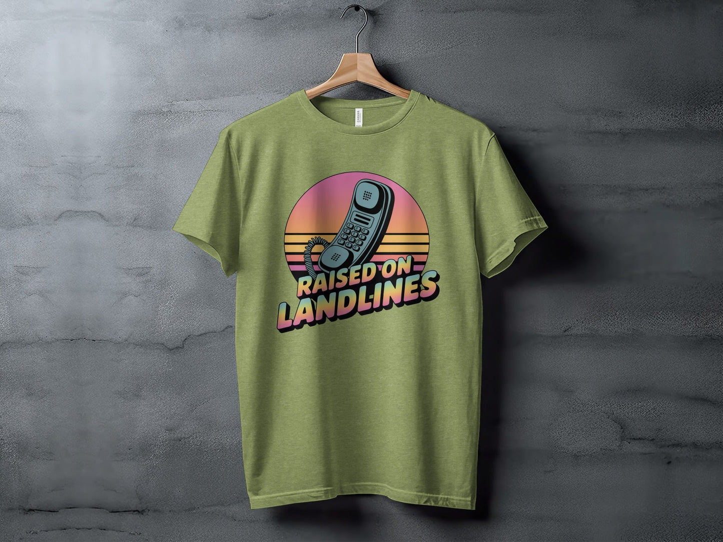 Raised on Landlines Retro Style Phone Design T-Shirt
