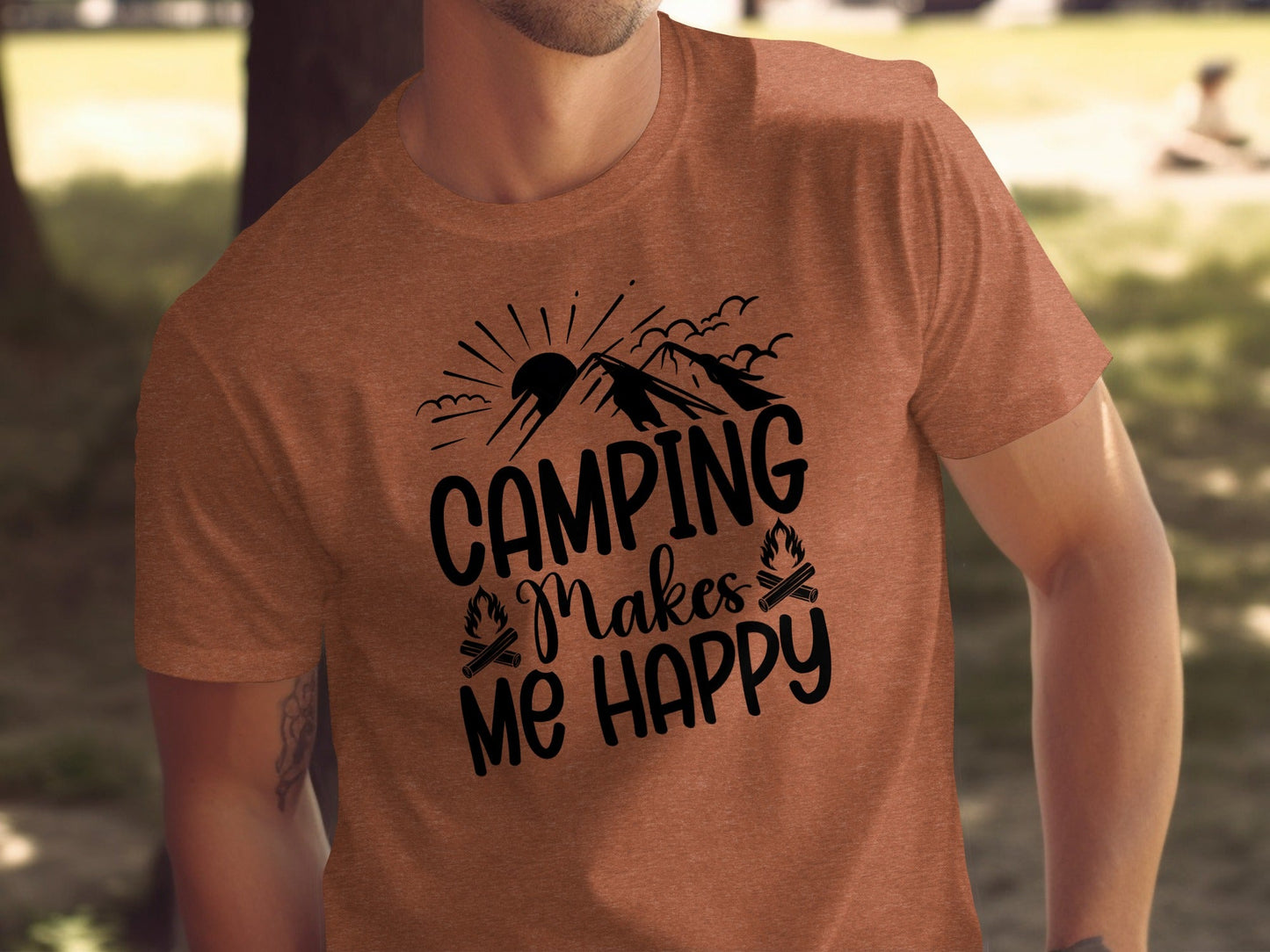 Camping Makes Me Happy Outdoor Adventure Graphic T-Shirt