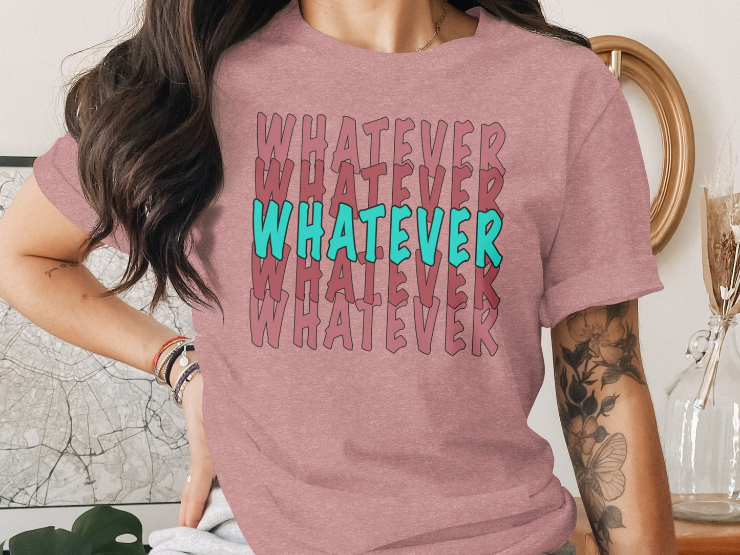 Retro Whatever Text Pattern Aesthetic Cool Attitude T-Shirt