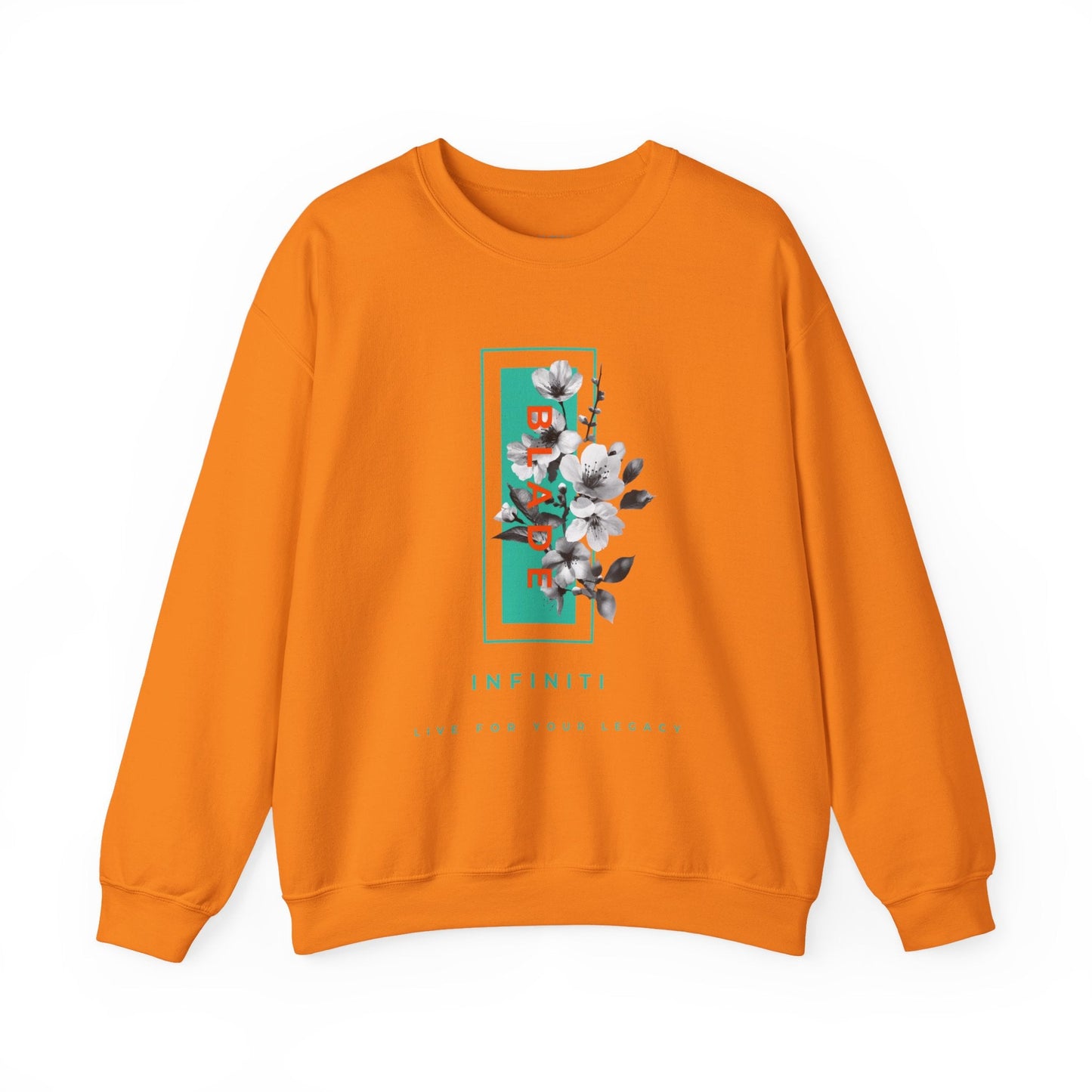 Bloom Bae Teal/Orange Floral Unisex Crewneck Sweater
