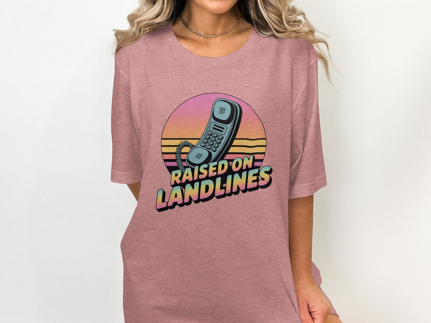 Raised on Landlines Retro Style Phone Design T-Shirt
