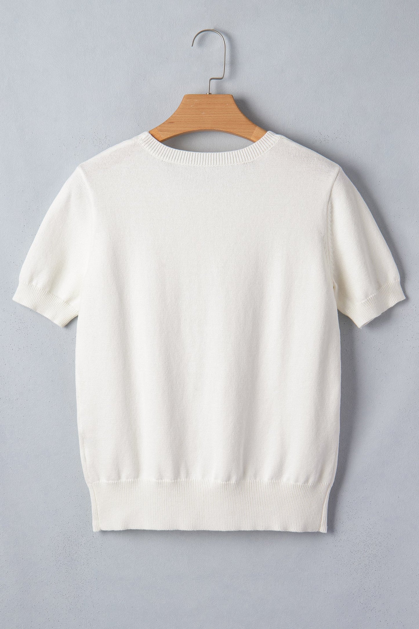 White Wild West Horse Head Printed Short Sleeve Sweater