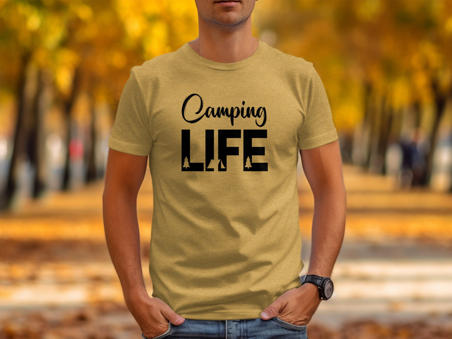 Camping Is Life With Trees And Tent Adventure T-Shirt