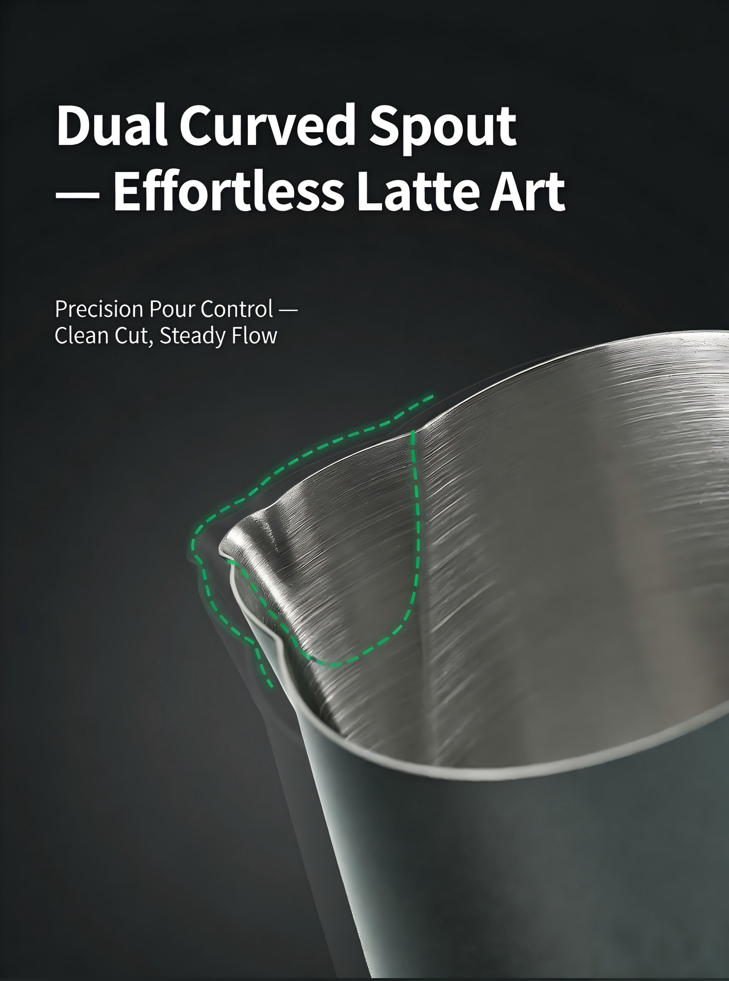 Phantom Precision Latte Art Pitcher – 600ml Narrow Spout for Advanced Patterns