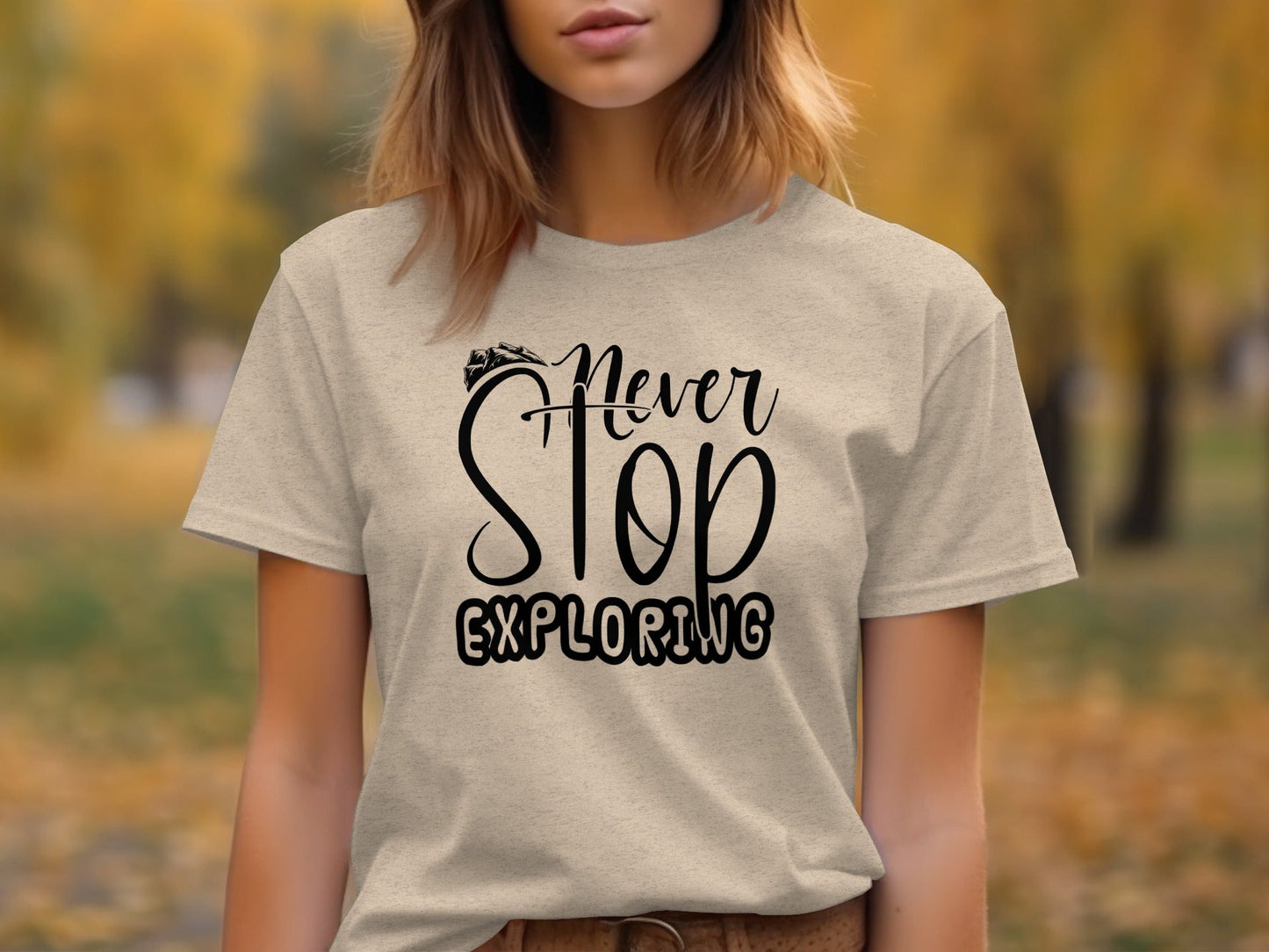 Never Stop Exploring Graphic Adventure Lover Quote T-Shirt