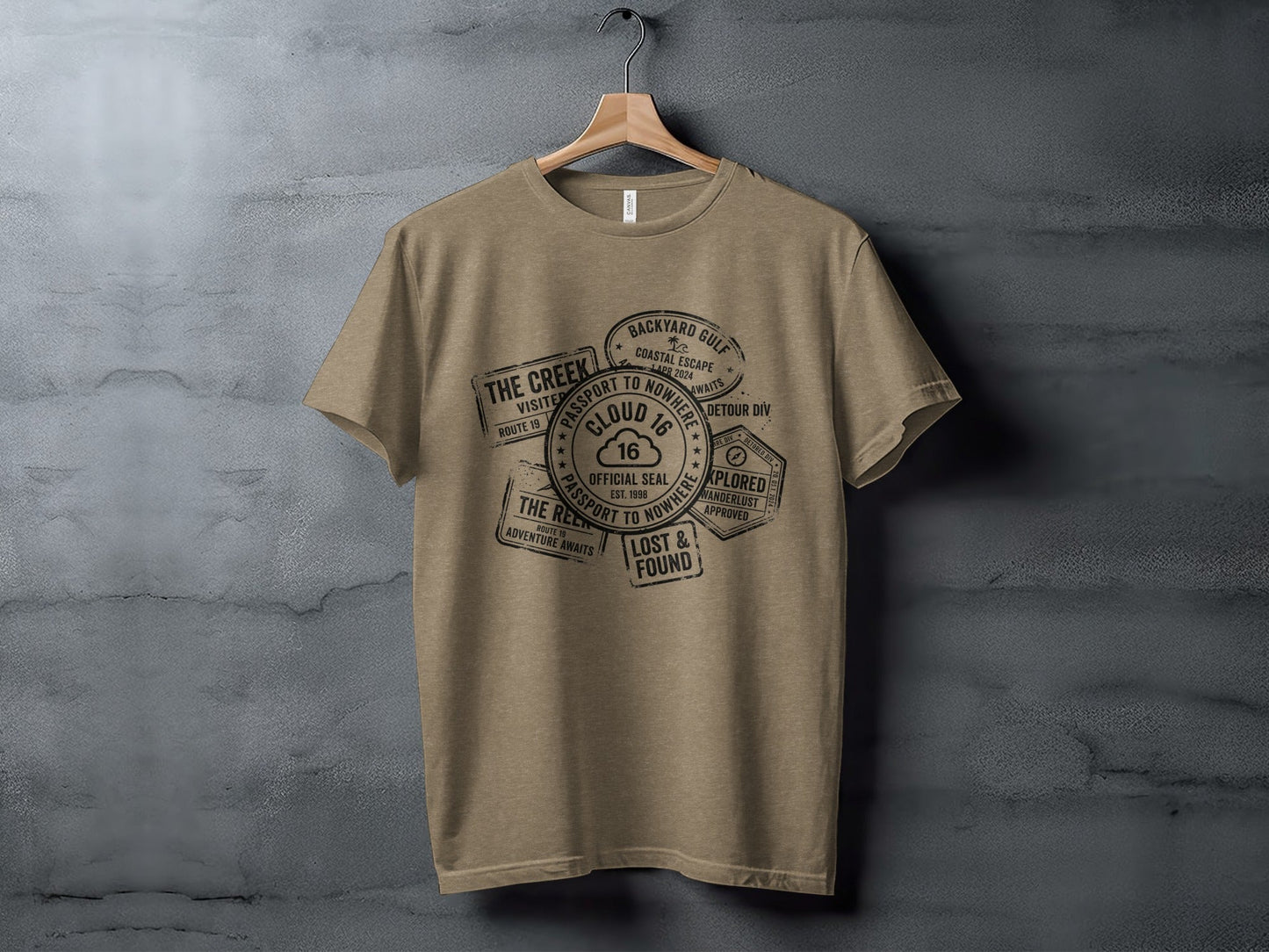 Rugged Wanderlust Passport Stamp Graphic Wilderness Shirt