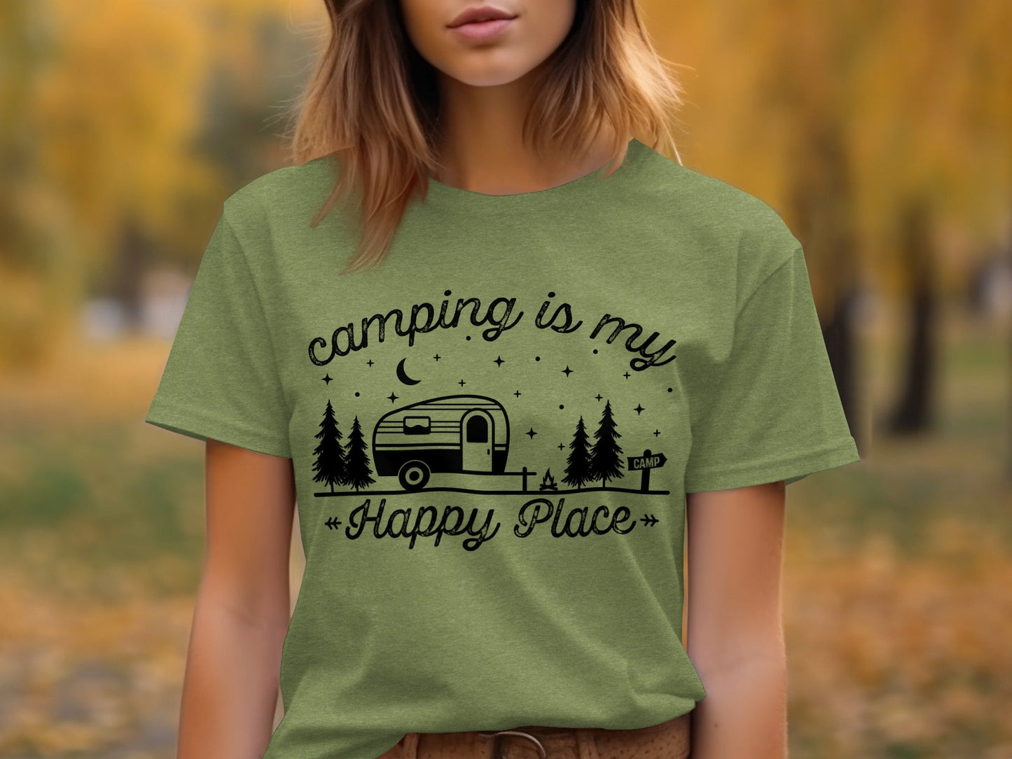Camping Is My Happy Place Adventure Graphic T-Shirt