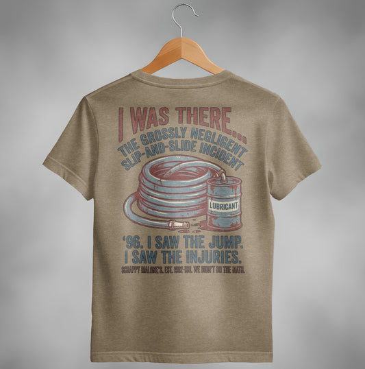 1996 Negligent Slip-and-Slide Incident Tee - Scrappy  Malone's